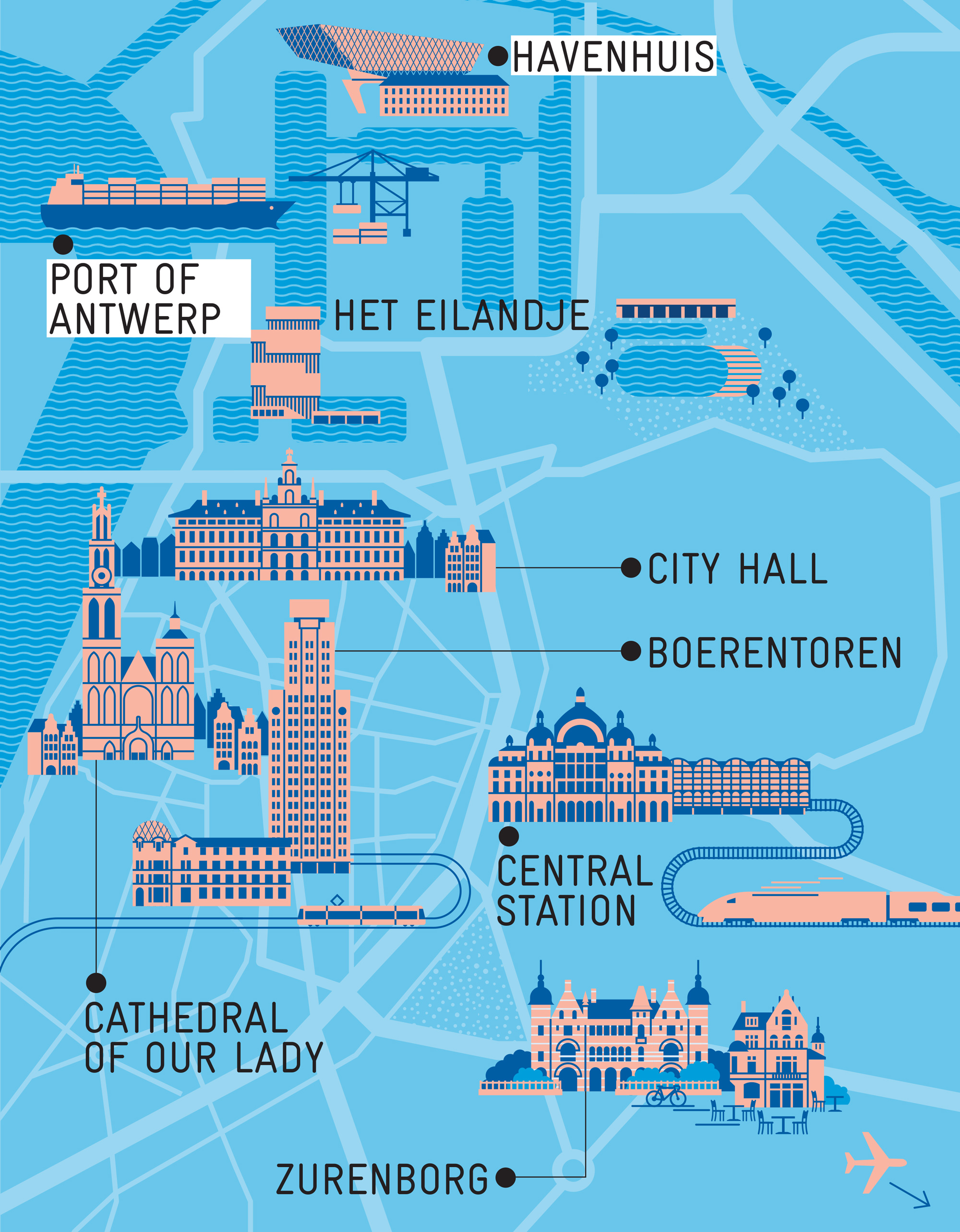 Stadtplan von Antwerpen für Monocle Magazin