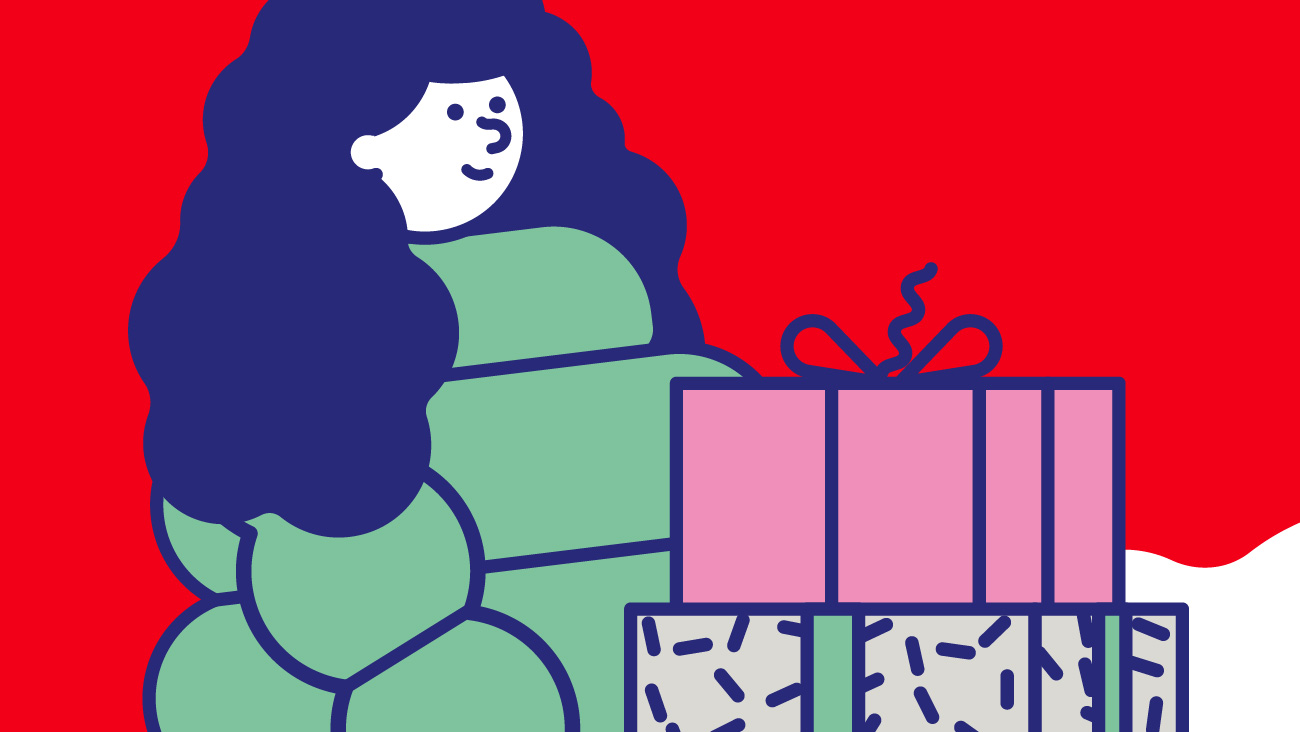 Woman carrying presents