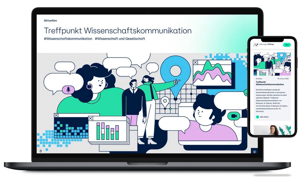 Website der Volkswagen Stiftung Illustrationen von Axel Pfaender aus Stuttgart.