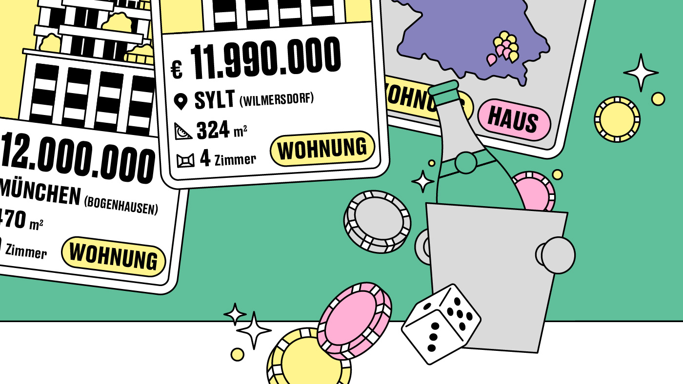 Detail einer Infografik mit Spielcasino-Chips und Champagner-Flasche von Axel Pfaender, Illustrator aus Stuttgart.
